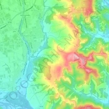 Mapa topográfico Collalto, altitude, relevo