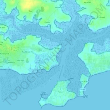 Mapa topográfico Pencadénic, altitude, relevo