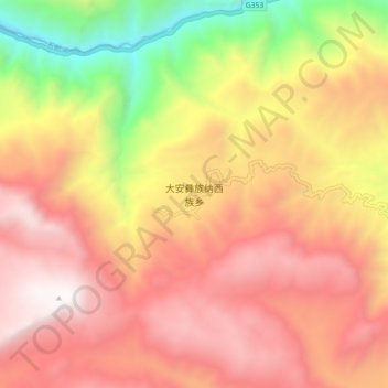 Mapa topográfico 大安彝族纳西族乡, altitude, relevo