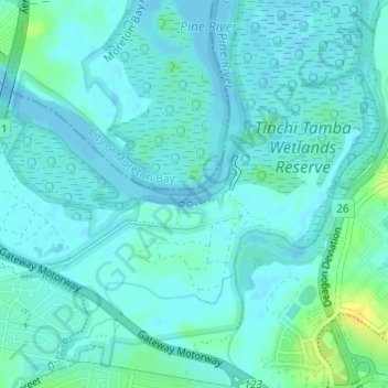 Mapa topográfico Deepwater Bend, altitude, relevo