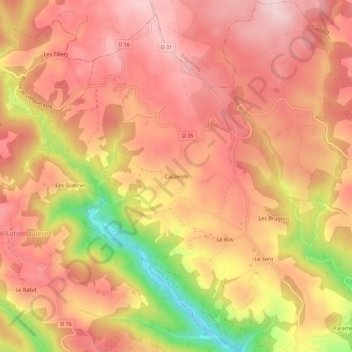 Mapa topográfico Cacaviole, altitude, relevo