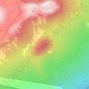 Mapa topográfico Volcan Nepanapa, altitude, relevo