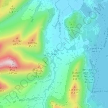 Mapa topográfico Stair, altitude, relevo