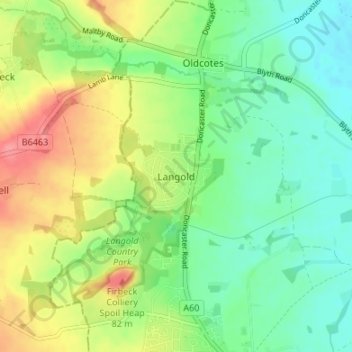 Mapa topográfico Langold, altitude, relevo