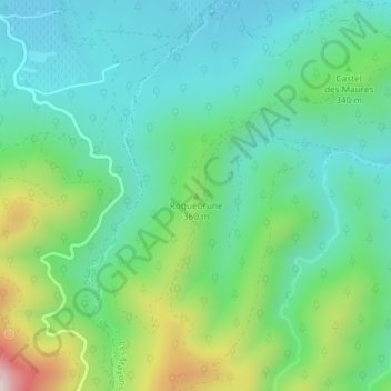 Mapa topográfico Roquebrune, altitude, relevo