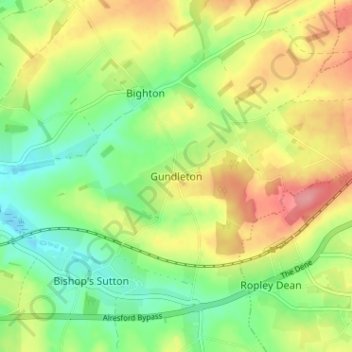 Mapa topográfico Gundleton, altitude, relevo