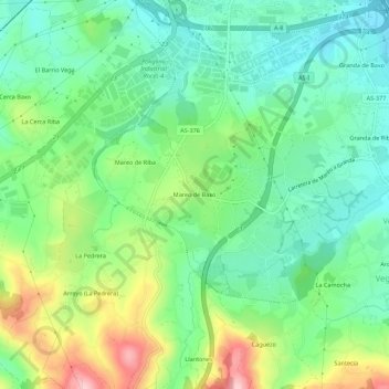 Mapa topográfico Mareo de Abajo, altitude, relevo