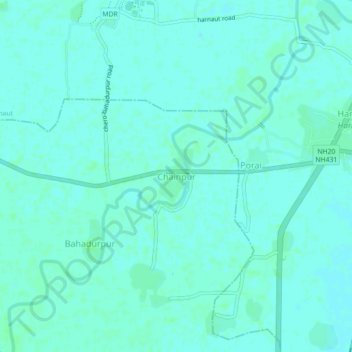 Mapa topográfico Chainpur, altitude, relevo