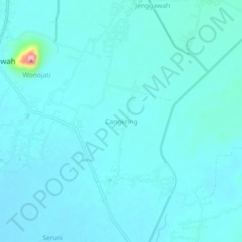 Mapa topográfico Cangkring, altitude, relevo