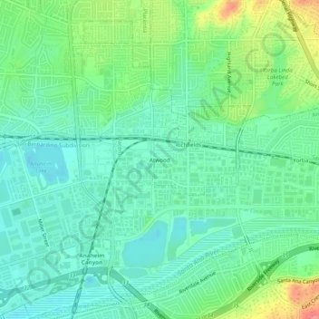 Mapa topográfico Atwood, altitude, relevo