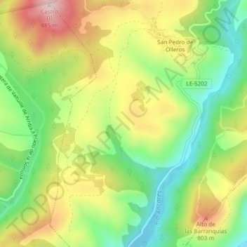 Mapa topográfico Viñais, altitude, relevo