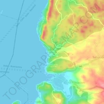 Mapa topográfico Zaldivar, altitude, relevo