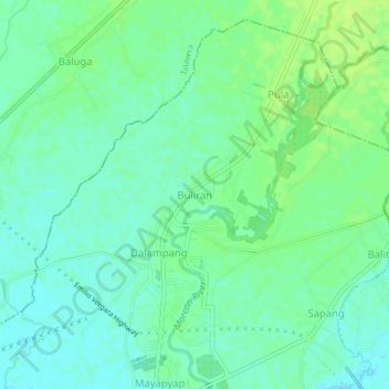 Mapa topográfico Buliran, altitude, relevo