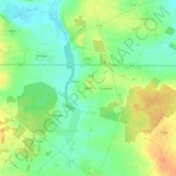 Mapa topográfico Gatine, altitude, relevo