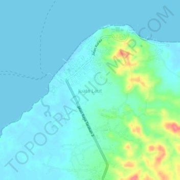 Mapa topográfico Juata Laut, altitude, relevo