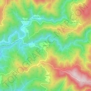 Mapa topográfico Alcafaz, altitude, relevo