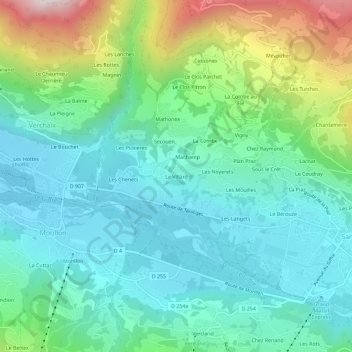 Mapa topográfico Le Villard, altitude, relevo