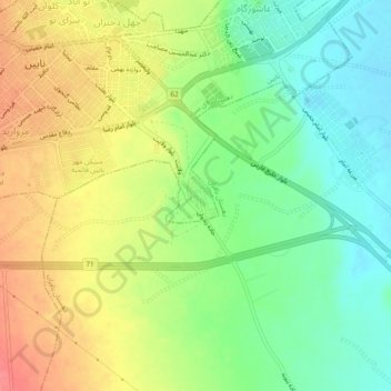 Mapa topográfico زندوان, altitude, relevo