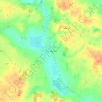 Mapa topográfico Sandvad, altitude, relevo