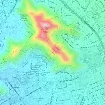 Mapa topográfico El Agustino, altitude, relevo