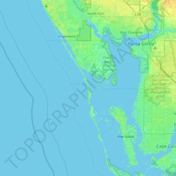 Mapa topográfico Gasparilla Island, altitude, relevo