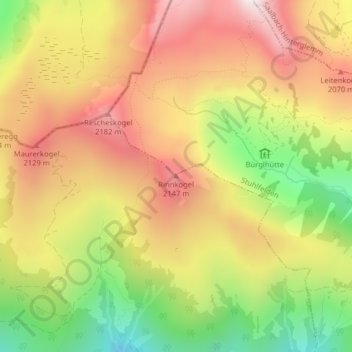 Mapa topográfico Rinnkogel, altitude, relevo