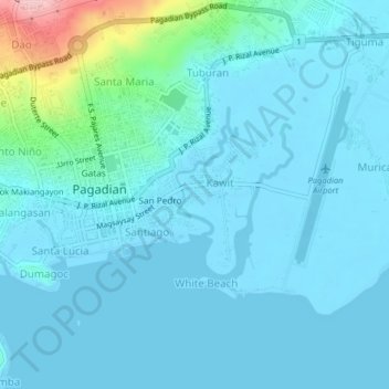 Mapa topográfico Purok Pagang, altitude, relevo