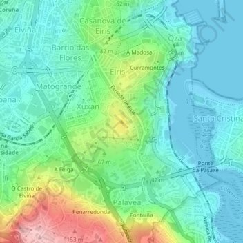Mapa topográfico Monte Mero, altitude, relevo