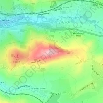 Mapa topográfico Eccles Pike, altitude, relevo