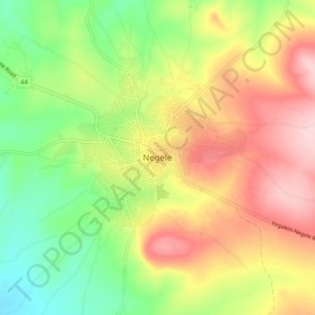 Mapa topográfico Negele, altitude, relevo