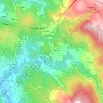 Mapa topográfico Béxeres, altitude, relevo