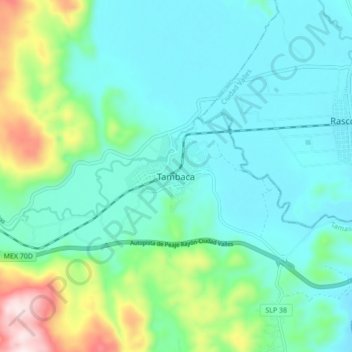 Mapa topográfico Tambaca, altitude, relevo