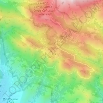 Mapa topográfico Artist Point, altitude, relevo