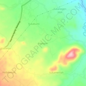 Mapa topográfico Kejayaan, altitude, relevo