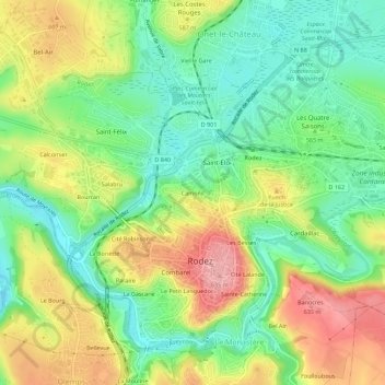 Mapa topográfico Camonil, altitude, relevo