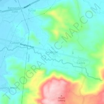 Mapa topográfico Sengngat, altitude, relevo