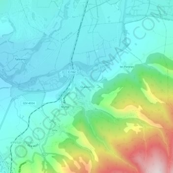 Mapa topográfico Queixans, altitude, relevo