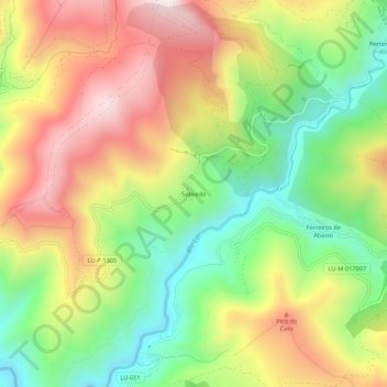Mapa topográfico Sobredo, altitude, relevo
