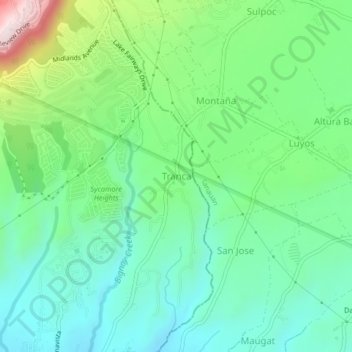 Mapa topográfico Tranca, altitude, relevo