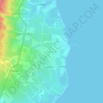 Mapa topográfico Darong, altitude, relevo