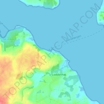 Mapa topográfico Barsø Landing, altitude, relevo