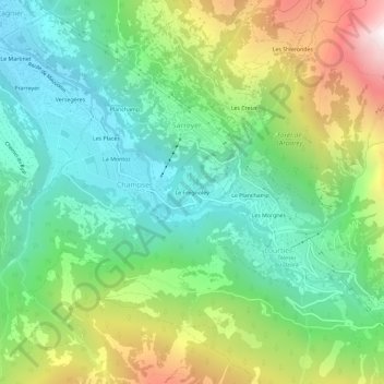 Mapa topográfico Le Fregnoley, altitude, relevo