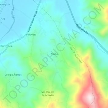 Mapa topográfico Zhizho, altitude, relevo