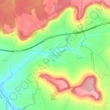 Mapa topográfico Charmoilles, altitude, relevo