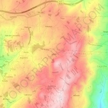 Mapa topográfico Lobão, altitude, relevo