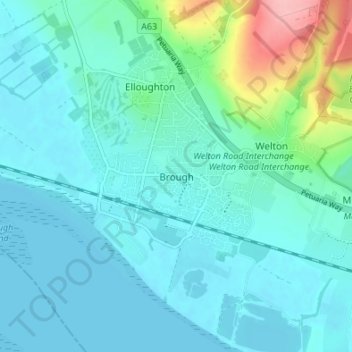 Mapa topográfico Brough, altitude, relevo