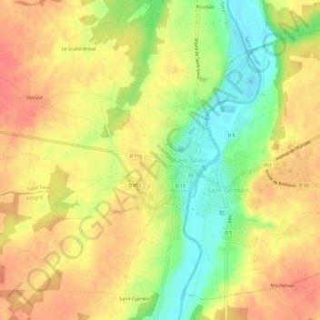 Mapa topográfico La Grange à Rabot, altitude, relevo