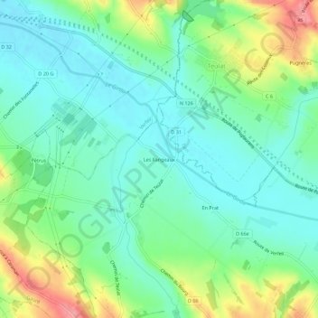 Mapa topográfico Les Fangeaux, altitude, relevo