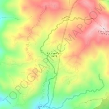 Mapa topográfico Altos de Cerro Azul, altitude, relevo