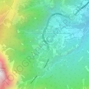 Mapa topográfico Casale San Nicola, altitude, relevo